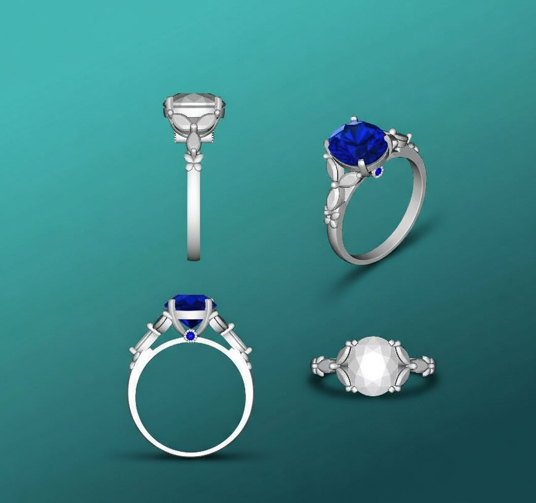 Hidden Meadow Ring with Matching Band