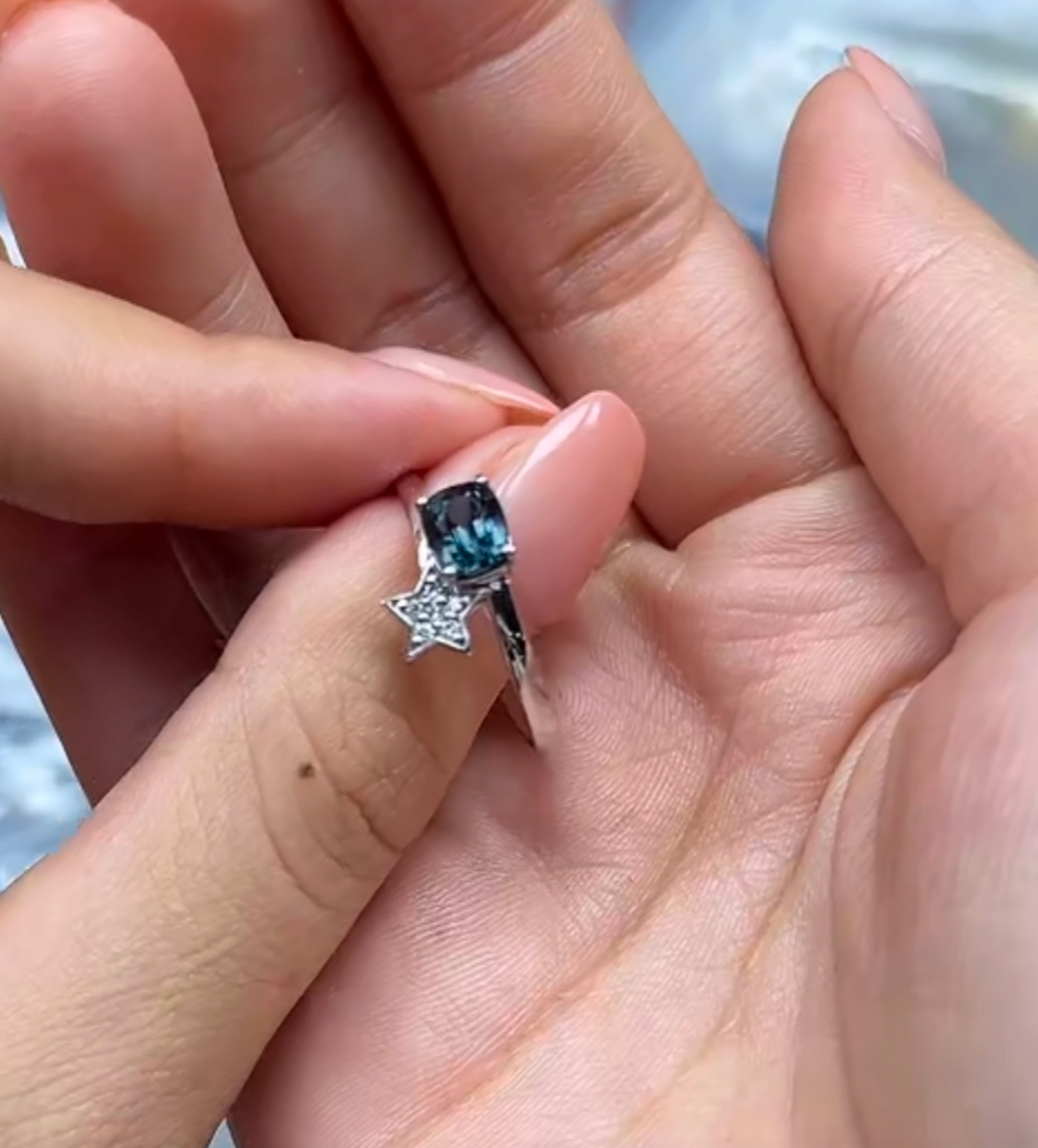 Deposit - Platinum, diamond and cobalt spinel ring for grace