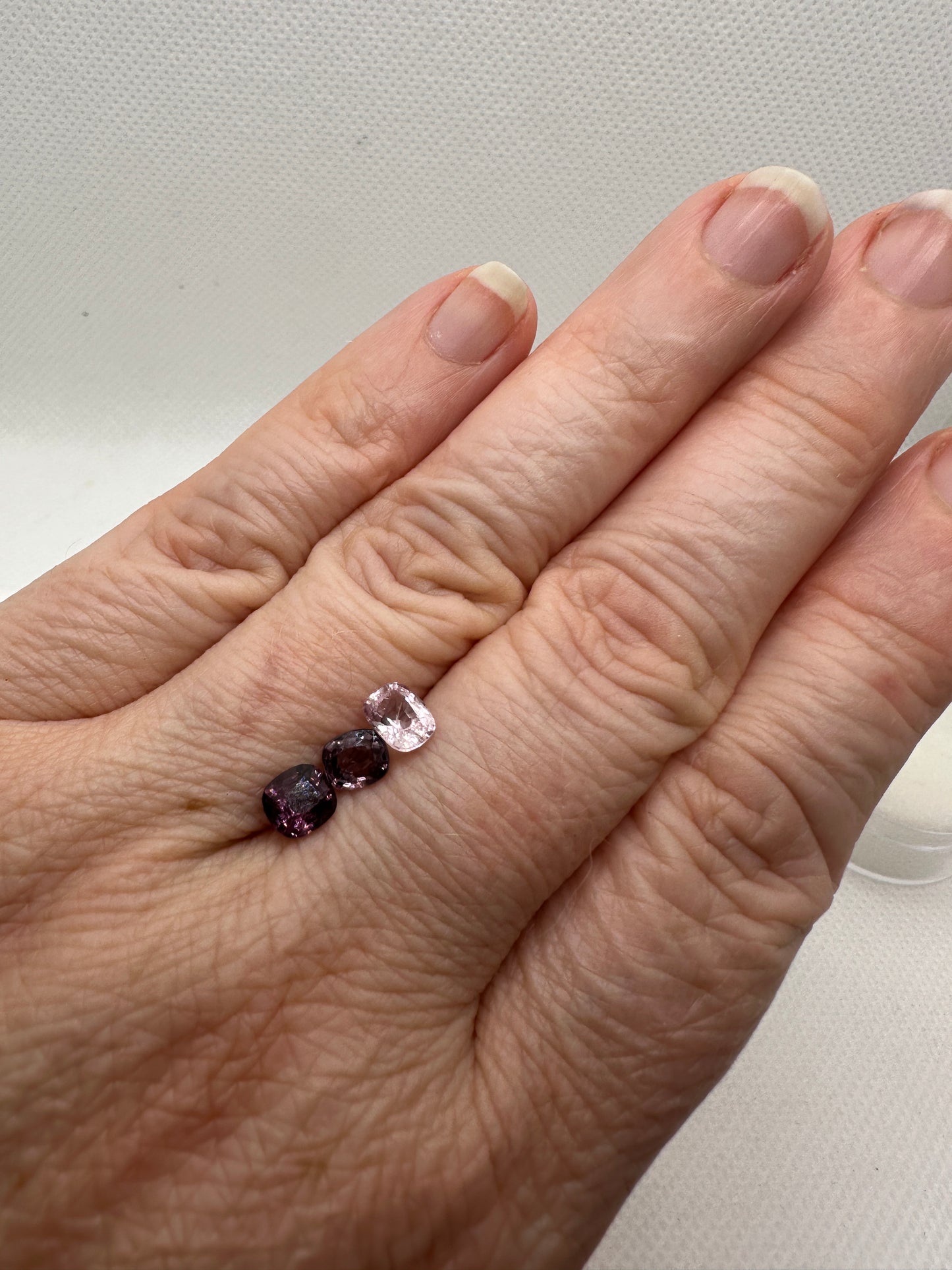 Set of 3 pink and purple natural spinel 2.01 ctw