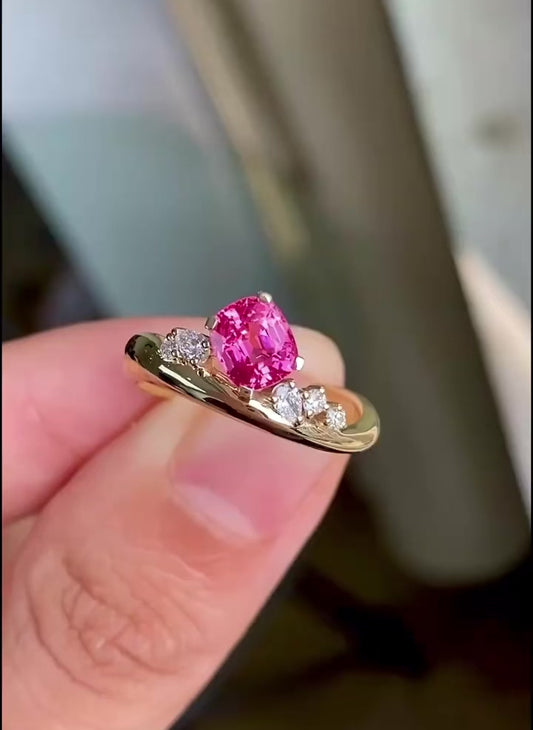 Spinel and Diamond Band Ring