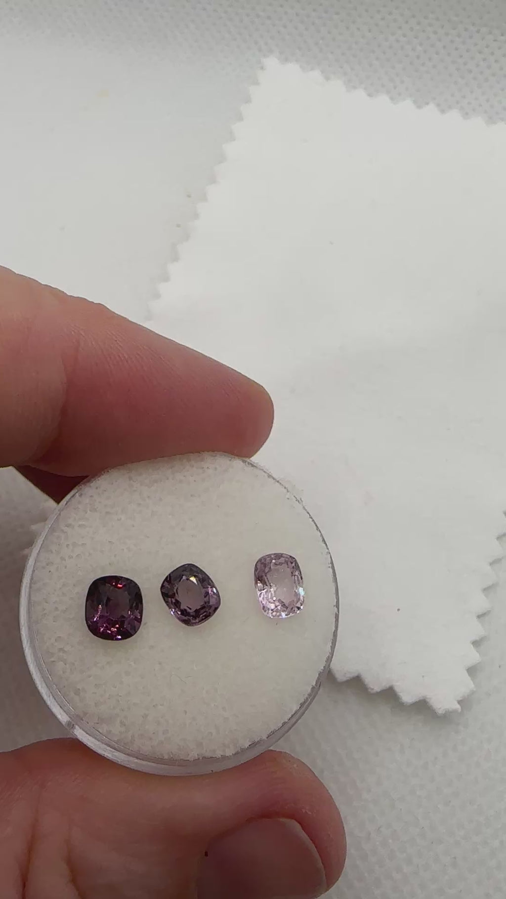 Set of 3 pink and purple natural spinel 2.01 ctw